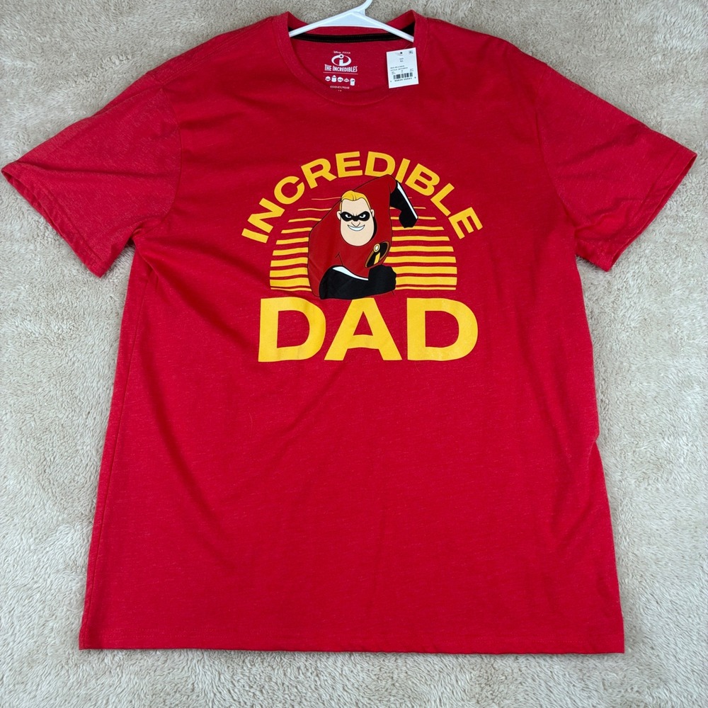 Disney Pixar Mens The Incredibles Dad Graphic Tee XL Cotton Red Heather NWT